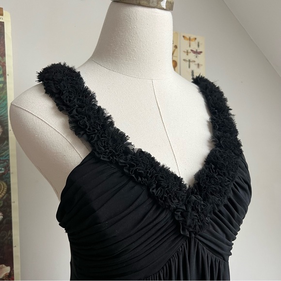 Oleg Cassini Black Ruffle Cocktail Dress Sweetheart Neckline size 8 medium - Picture 4 of 8